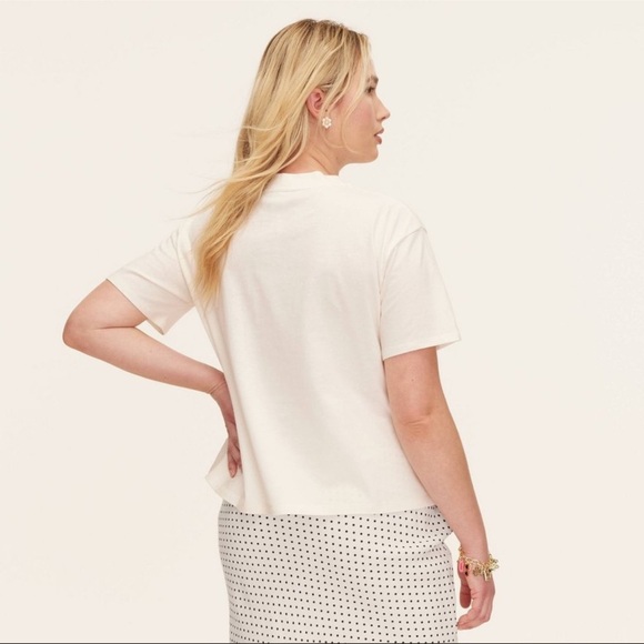 Kate Spade x Target cream white  T-Shirt with Red 'Dance Till Dawn' Print - Picture 3 of 11